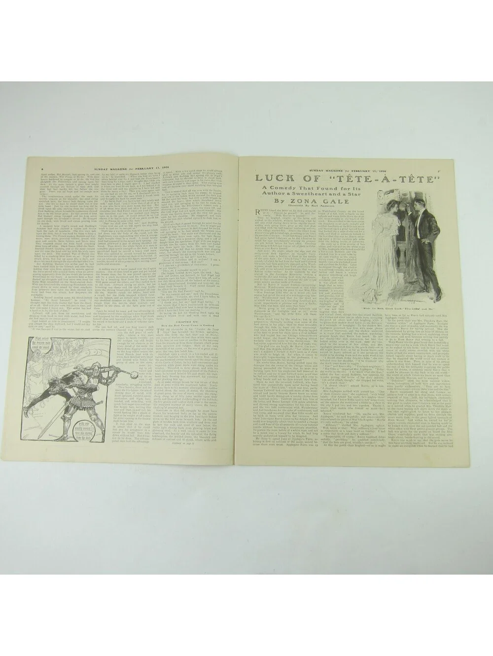Sunday Record Herald Magazine Woman Reads Valentine Red Flowers Antique 1906